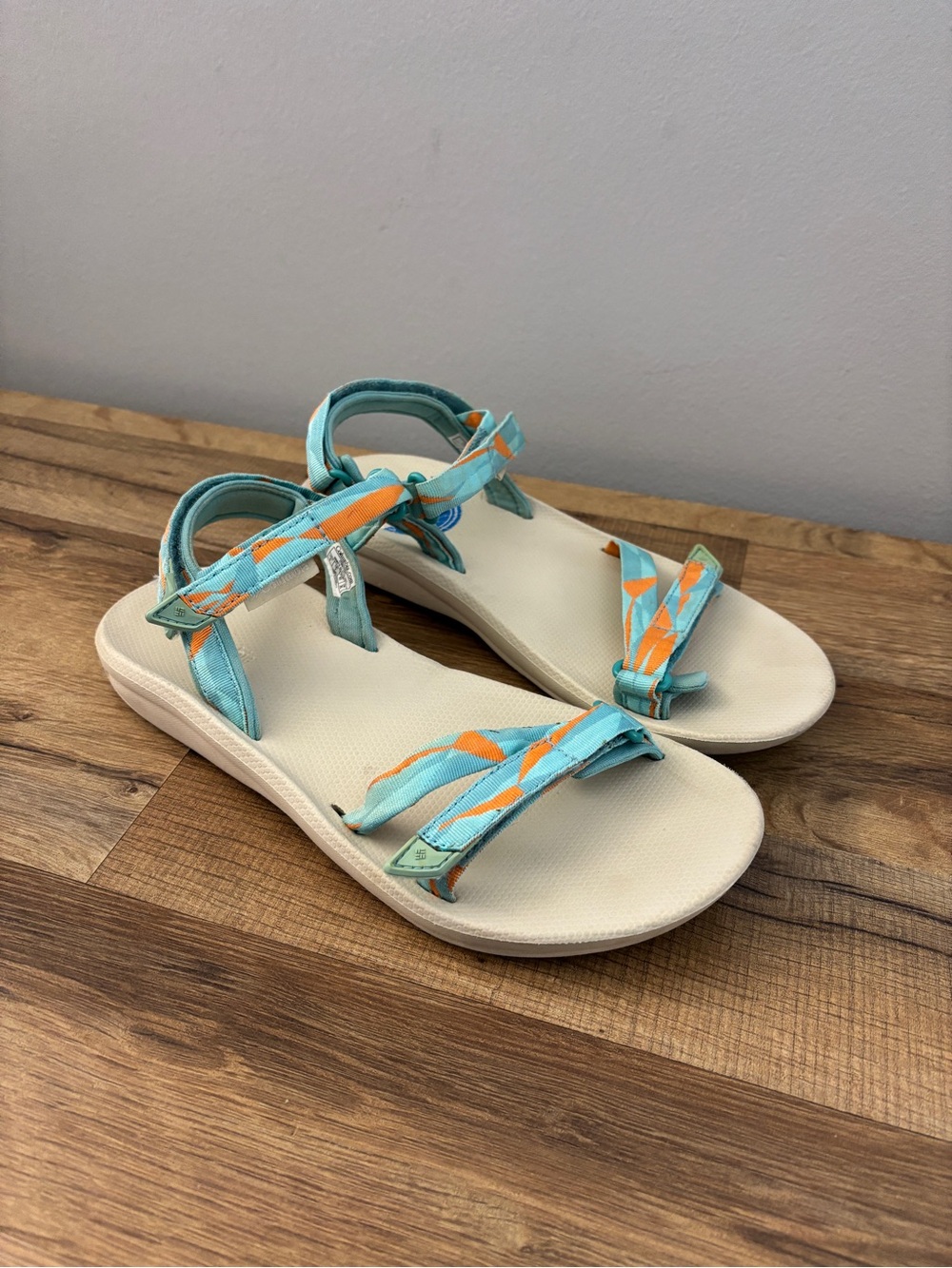 Columbia Teal and Orange Strappy Sandals